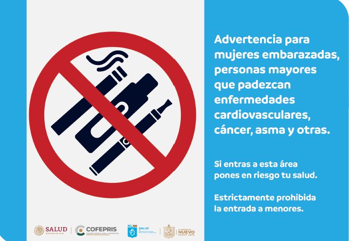 Advertencia para mujeres embarazadas, personas mayores que padezcan enfermedades cardiovasculares, cáncer, asma y otras.